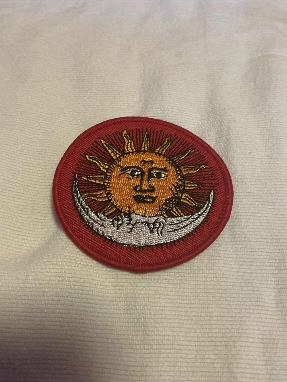 Sun & Moon Embroidered Patch 3” Round Celestial Boho Hippie Sew On Applique - Picture 2 of 6